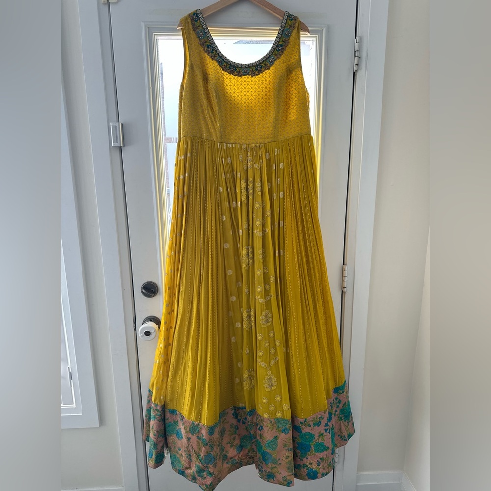 Yellow Floral Gown by Karishma Kapoor